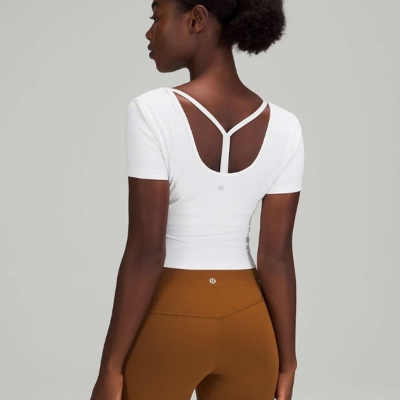 Lululemon Align T-shirt Short Sleeve Cropped White Top Large - Picture 2 of 14